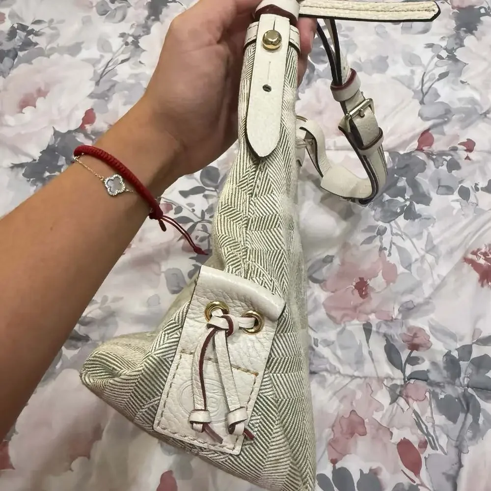 Dooney & Bourke Jacquard Signature Monogram Hobo Shoulder Bag with Leather Trim